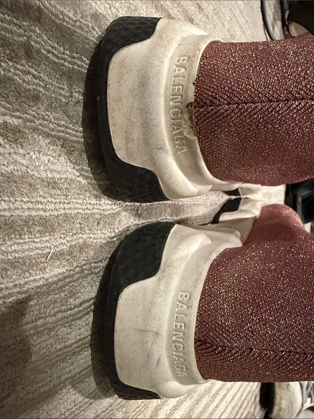 Balenciaga Metallic Pink Knit Sneaker